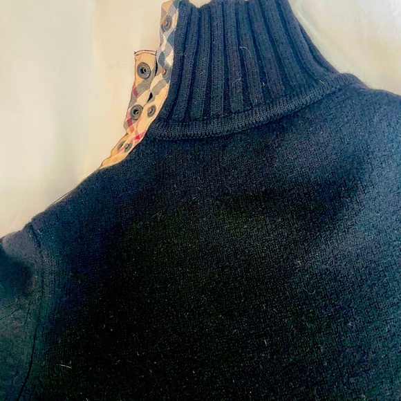 Vintage Burberry Nova Check Snap Button Turtleneck Merino Sweater - Picture 7 of 11